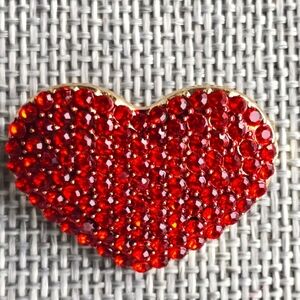 Red Brooch Gold Heart Pin Lapel Rhinestone Crystal